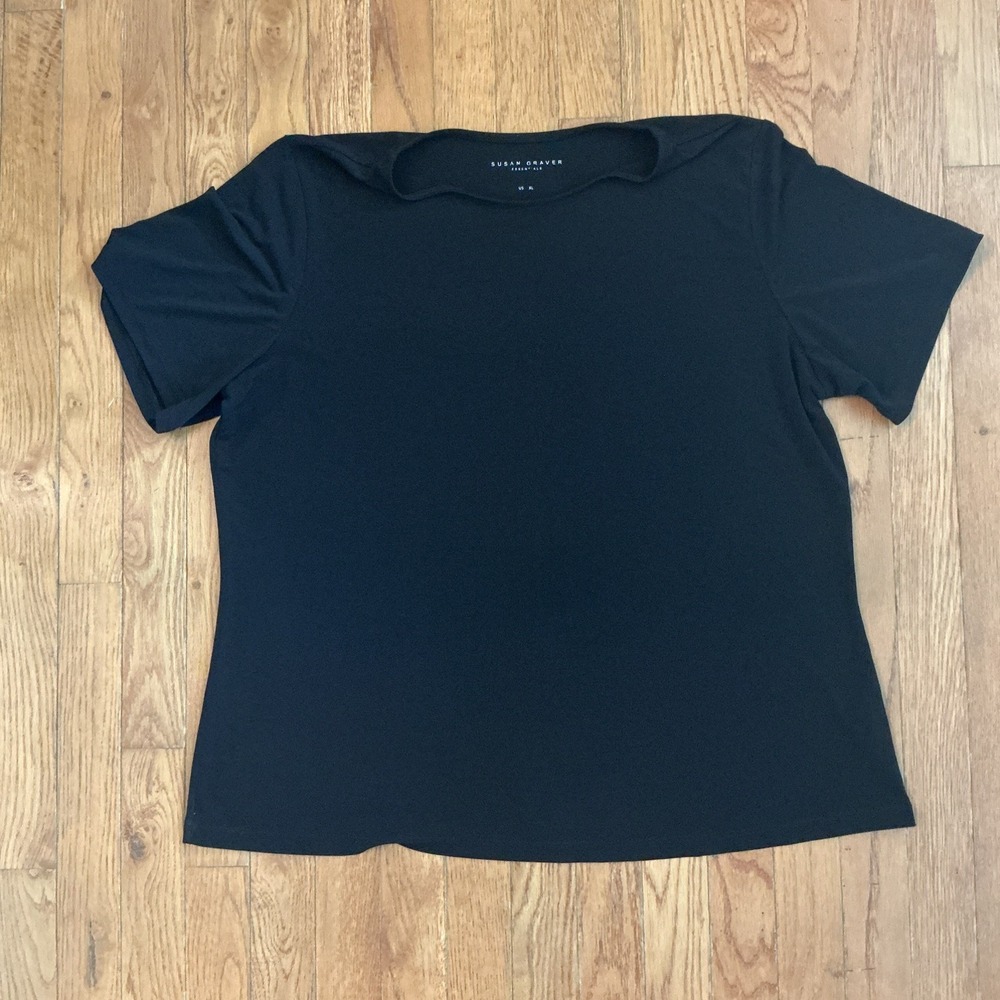 Susan Graver Regular Modern Essentials A Line Top, Black XL